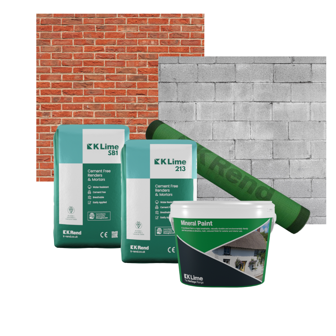 K Rend K Lime on to Brickwork or 7N Blockwork