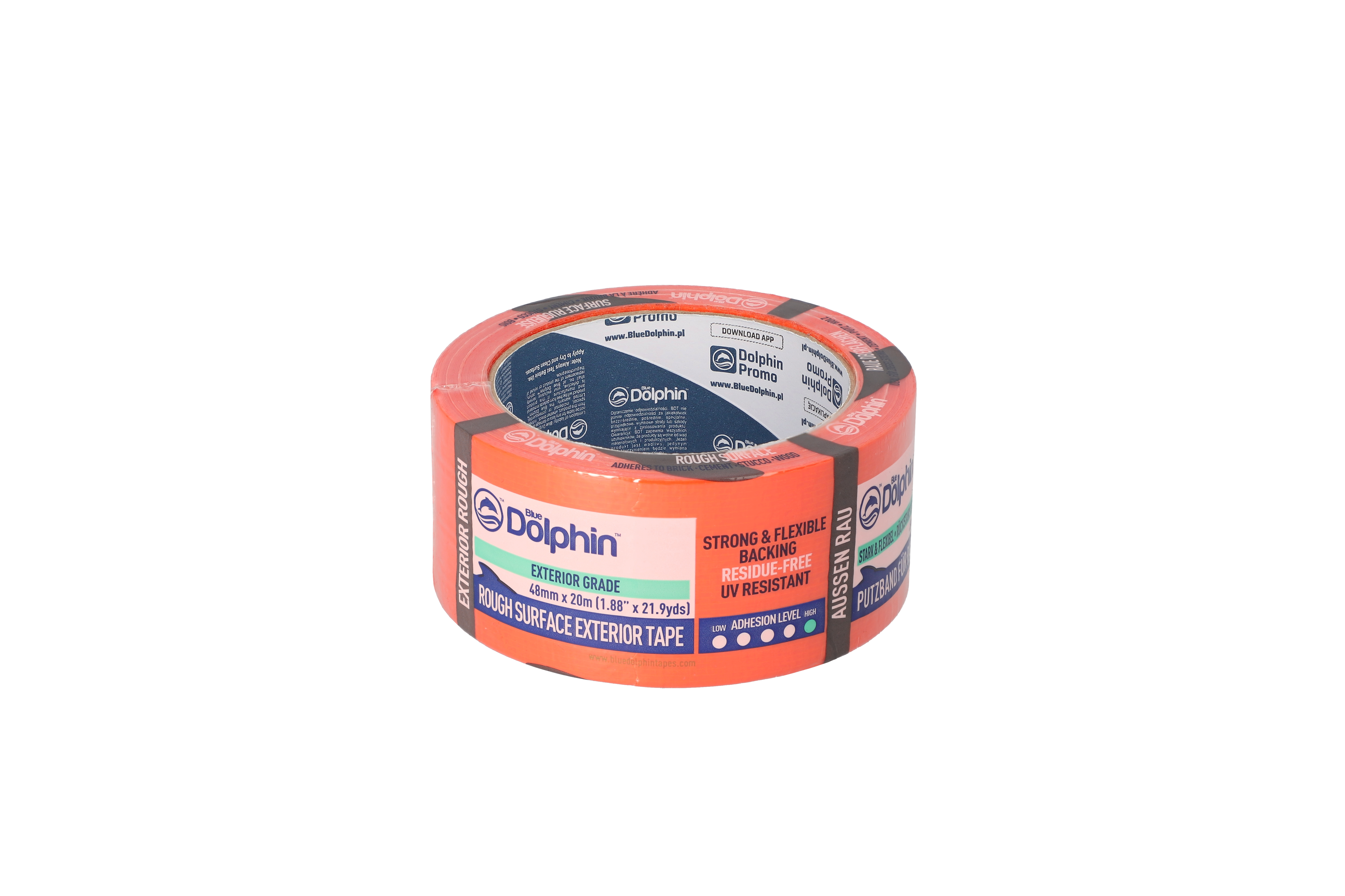 Blue Dolphin Rough Surface Exterior Tape - Orange - 48mm x 50m