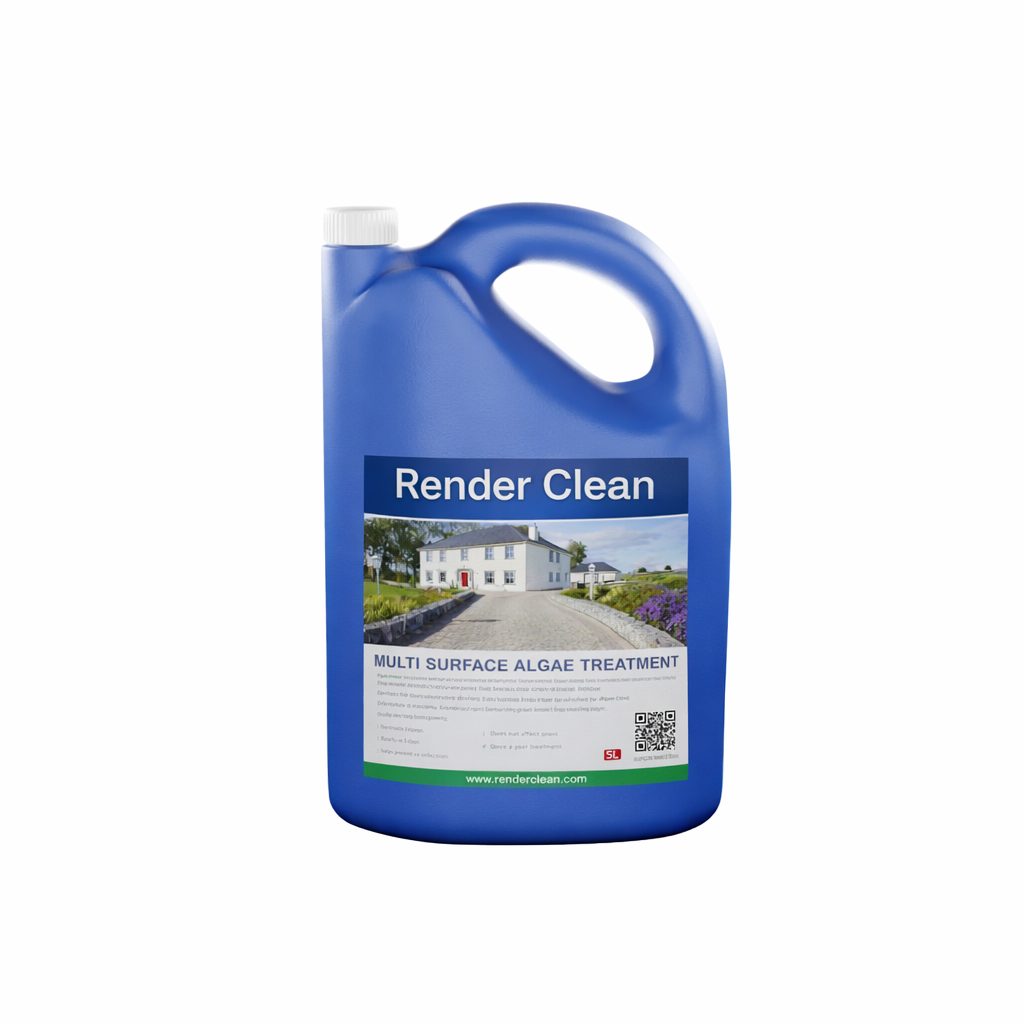 Blue container labeled 'Render Clean' on a white background
