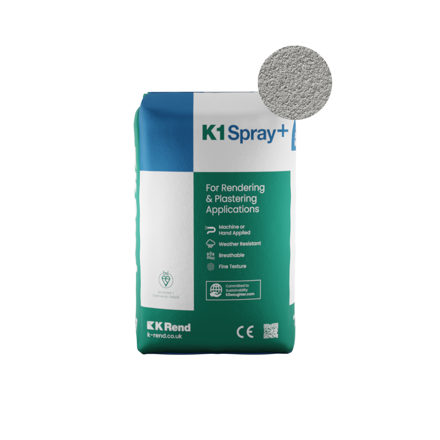 K Rend - K1 Spray+ - 25kg > Pewter Grey